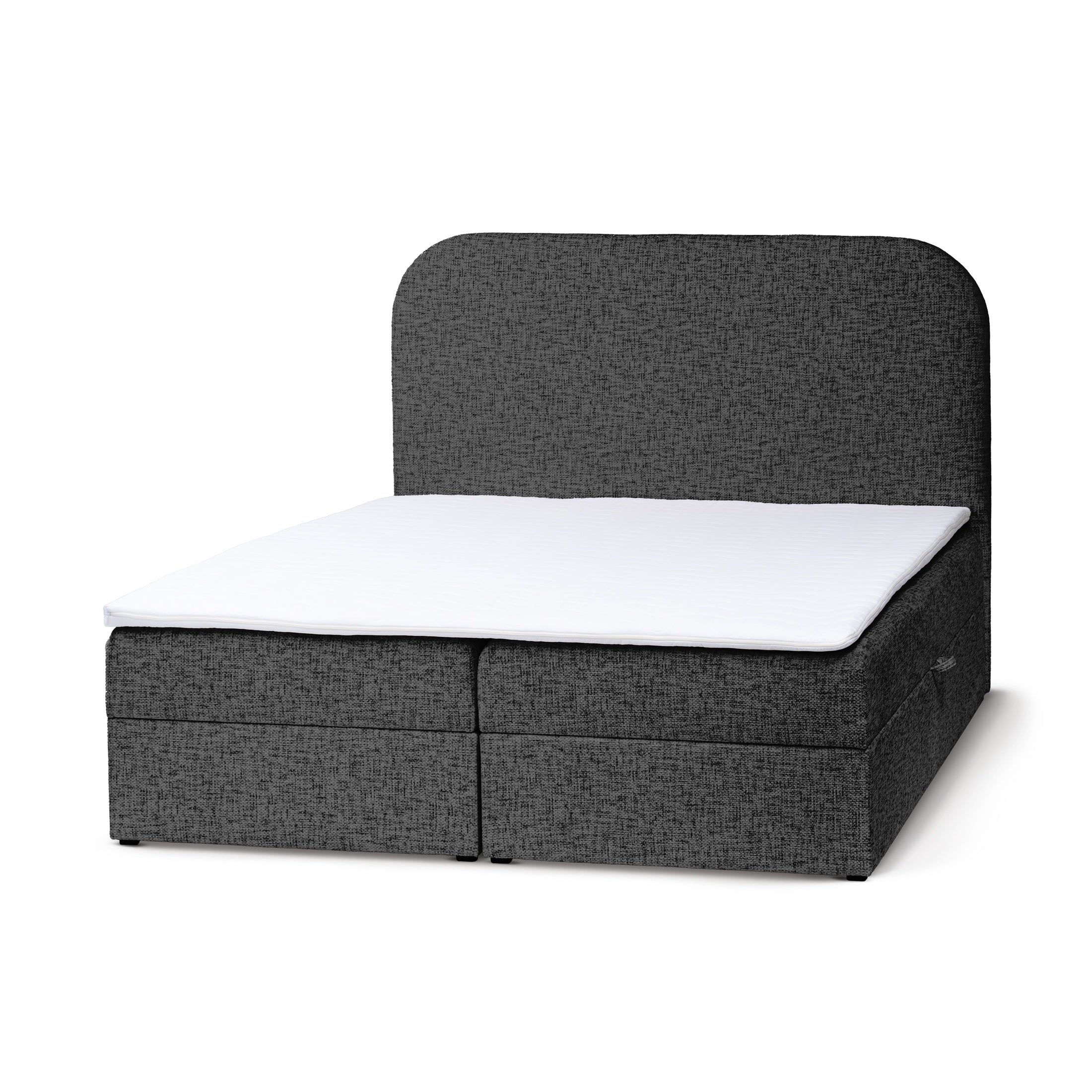 Łóżko kontynentalne z pojemnikiem w stylu minimalistycznym | Gory 200 Wędzony Grafit (IMO 55)