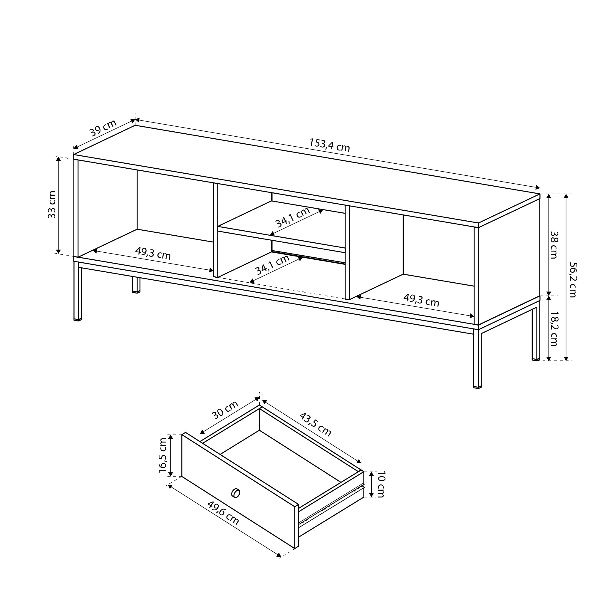 TV-Schrank 154x57 im Vintage-Stil | Kviat