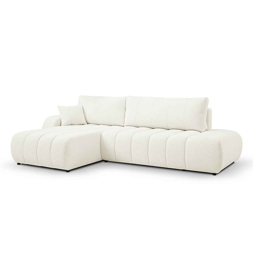 Narożnik z funkcją spania DL 276 cm w stylu nowoczesny | BALOA Lewostronna Kość Słoniowa (LAMBI 01)