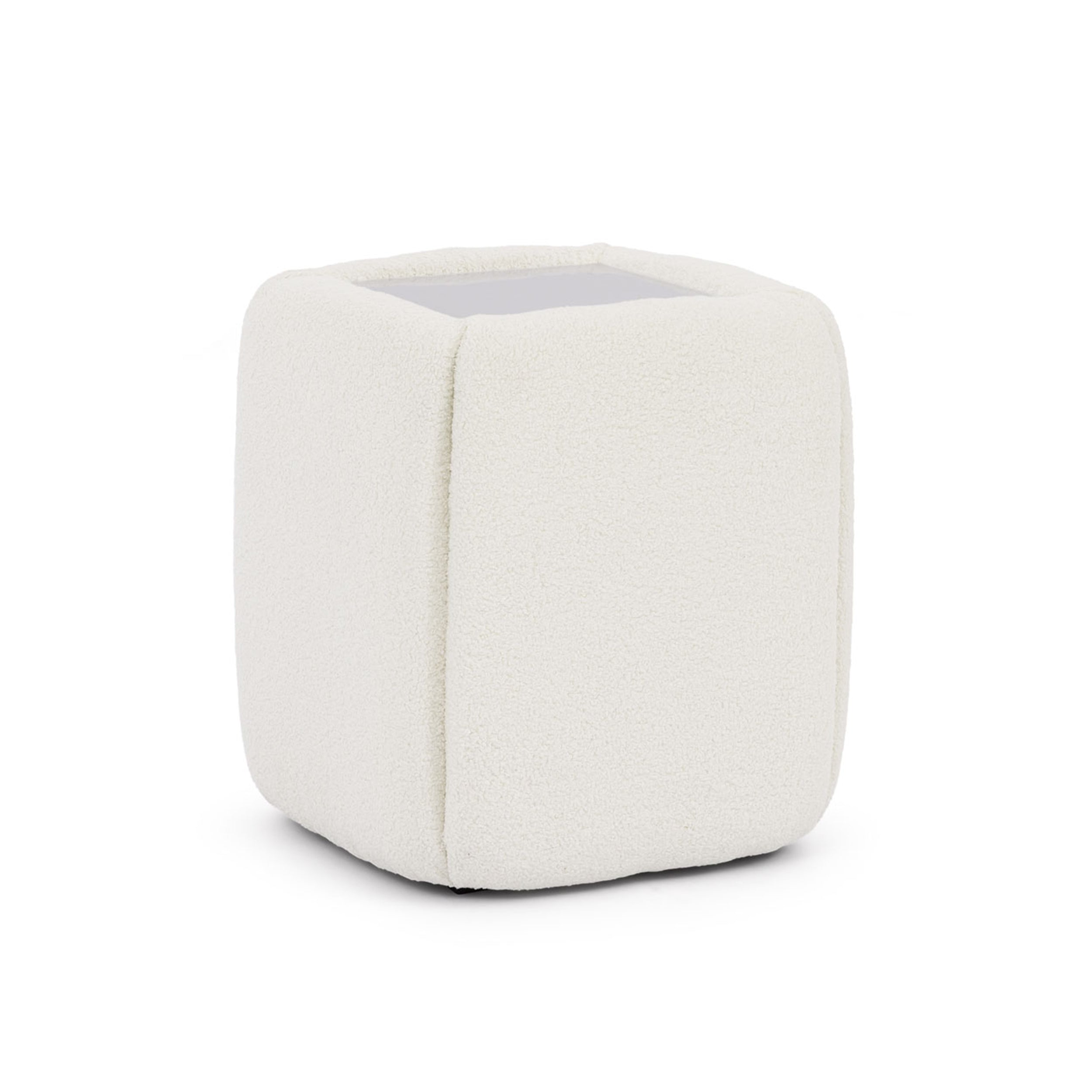 Stolik nocny 50x55 bez szuflad w stylu minimalistycznym - tapicerowany, szklany blat | Neria