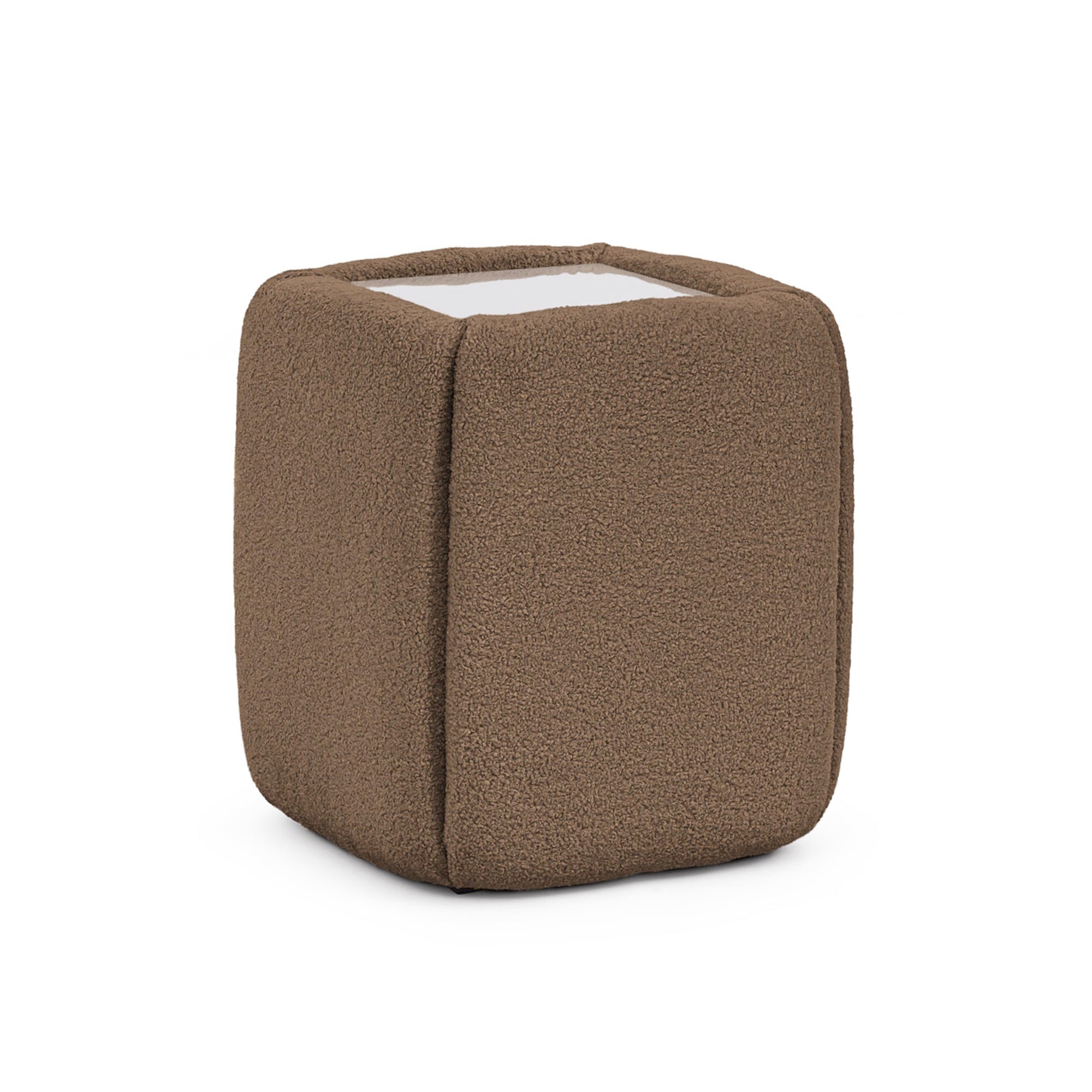 Stolik nocny 50x55 bez szuflad w stylu minimalistycznym - tapicerowany, szklany blat | Neria Brąz Koniakowy (LAMBI 04)