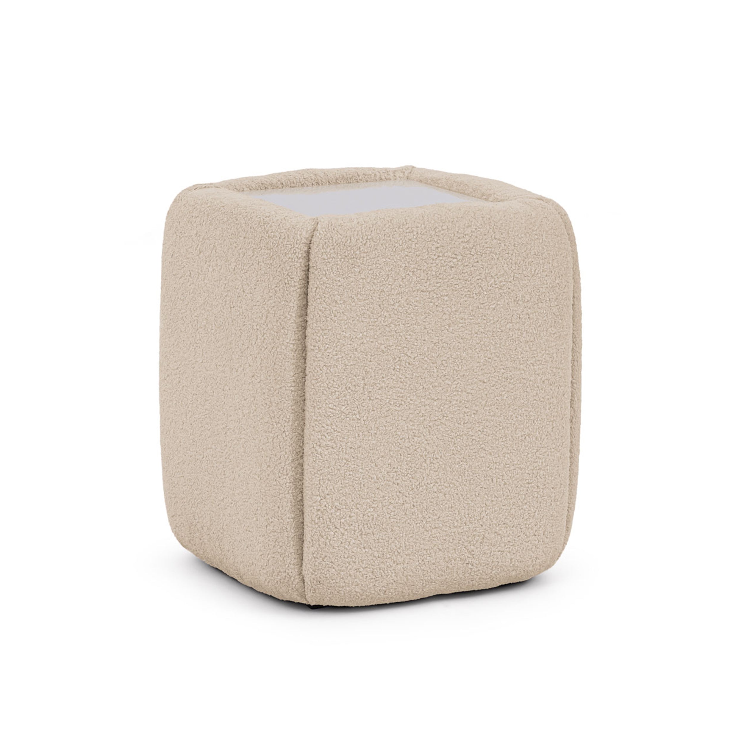 Stolik nocny 50x55 bez szuflad w stylu minimalistycznym - tapicerowany, szklany blat | Neria Aksamitny Beż (LAMBI 06)