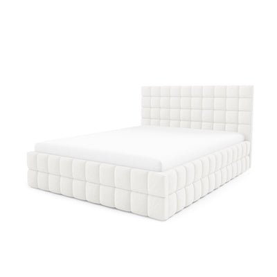 Łóżko tapicerowane z pojemnikiem w różnych rozmiarach w stylu nowoczesnym, tkanina Lambi | Stratus Nie Poranna Mgiełka (LAMBI 07)