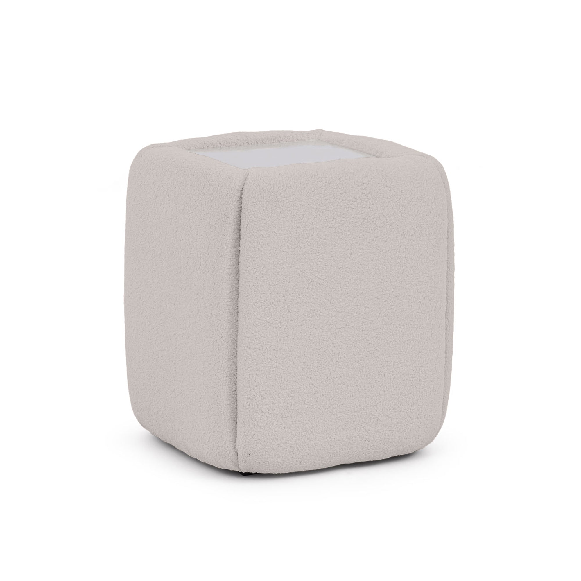 Stolik nocny 50x55 bez szuflad w stylu minimalistycznym - tapicerowany, szklany blat | Neria Mglisty Kamień (LAMBI 09)