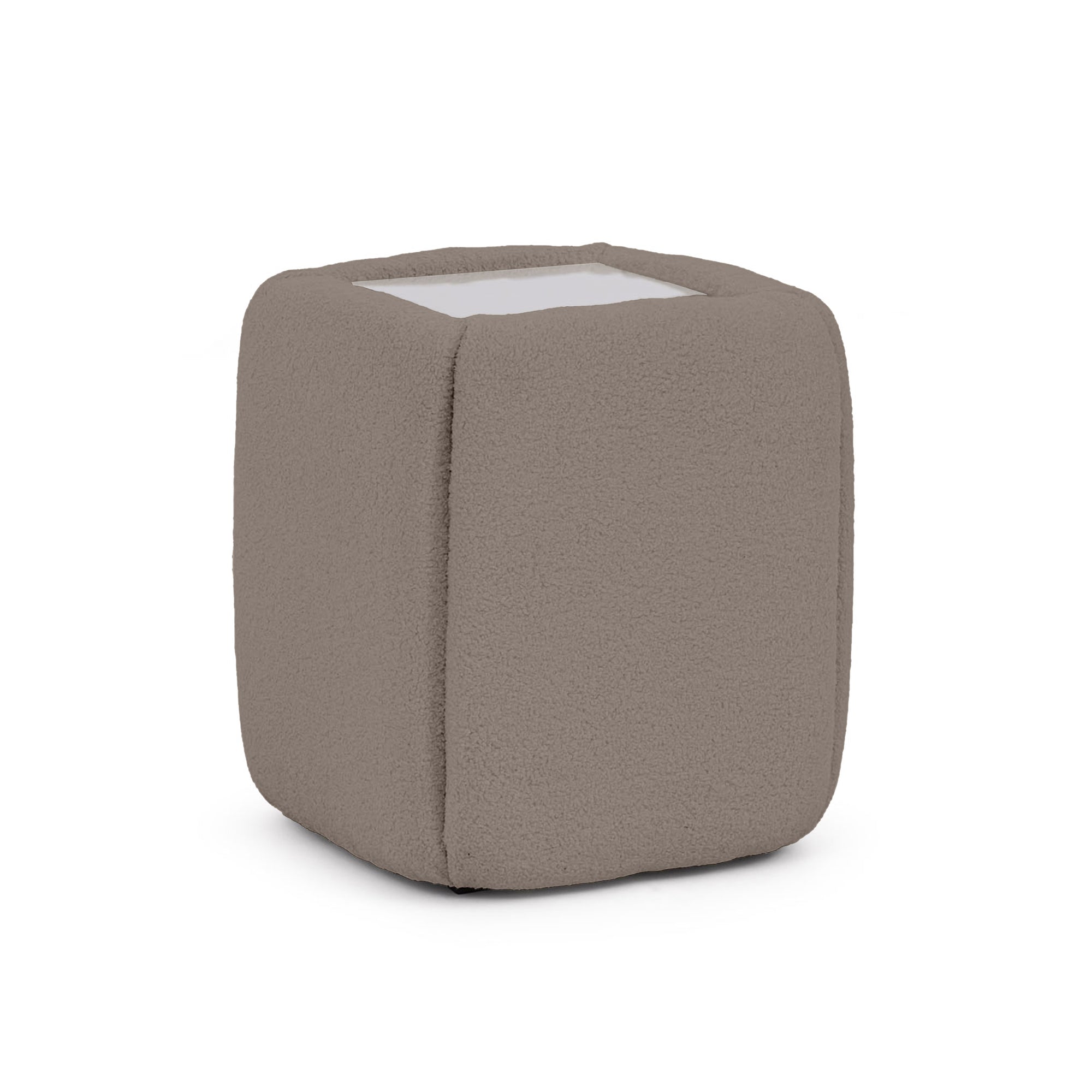 Stolik nocny 50x55 bez szuflad w stylu minimalistycznym - tapicerowany, szklany blat | Neria Karmelowe Ziarno (LAMBI 10)