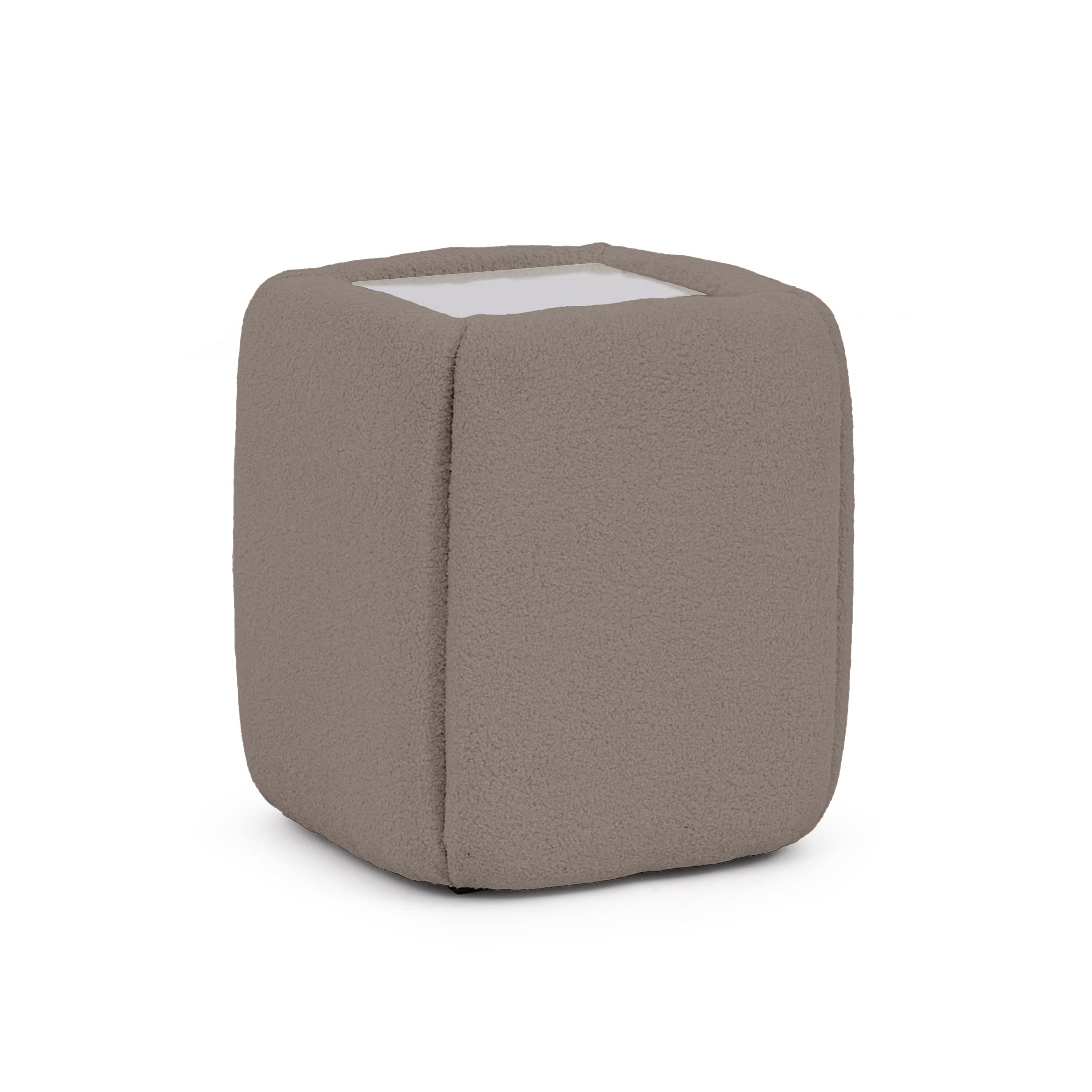 Stolik nocny 50x55 bez szuflad w stylu minimalistycznym - tapicerowany, szklany blat | Neria Karmelowe Ziarno (LAMBI 10)