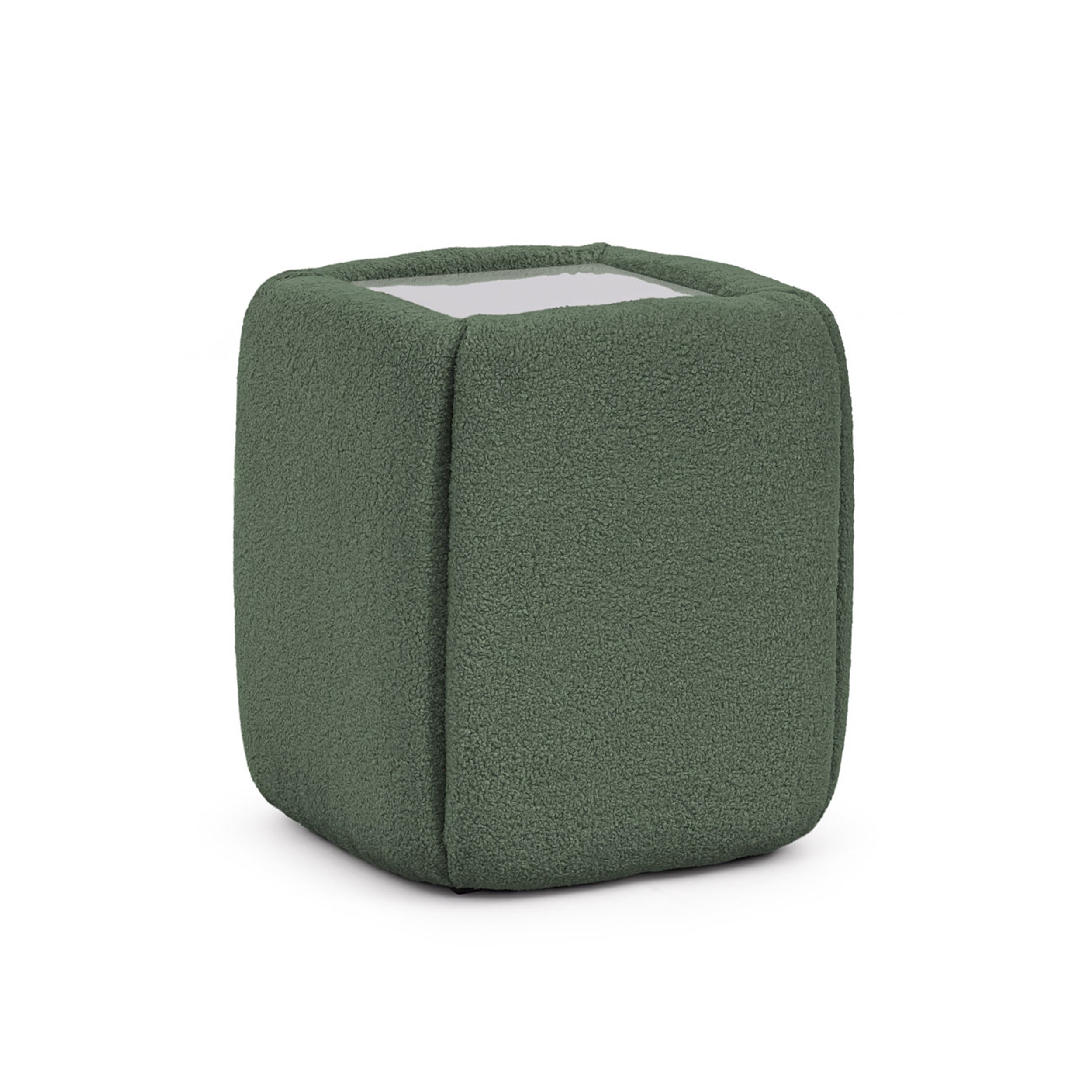 Stolik nocny 50x55 bez szuflad w stylu minimalistycznym - tapicerowany, szklany blat | Neria Leśna Oliwka (LAMBI 15)