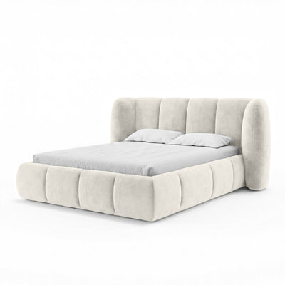 Polsterbett mit vertikaler Steppung und Bettkasten im Soft-Modern-Stil | Ventara
