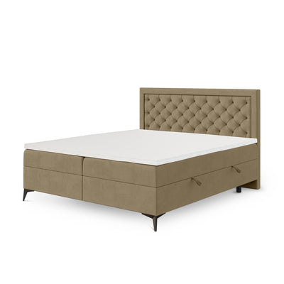 Kontinentalbett mit gestepptem Kopfteil und zwei Bettkästen im Glamour-Stil | Rosselia
