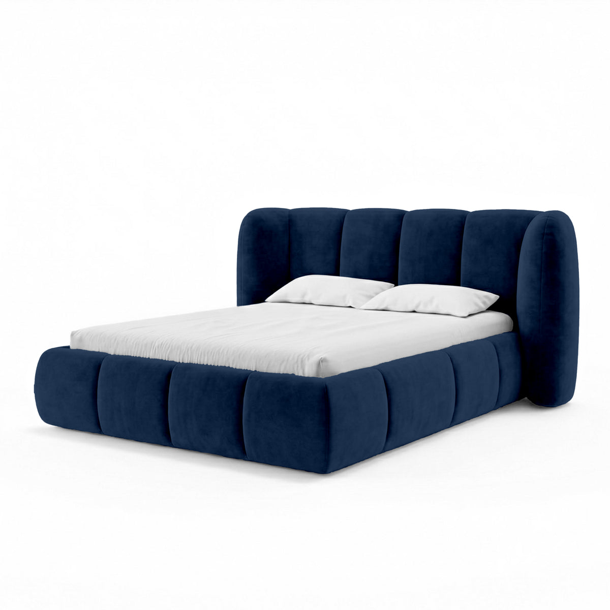 Polsterbett mit vertikaler Steppung und Bettkasten im Soft-Modern-Stil | Ventara
