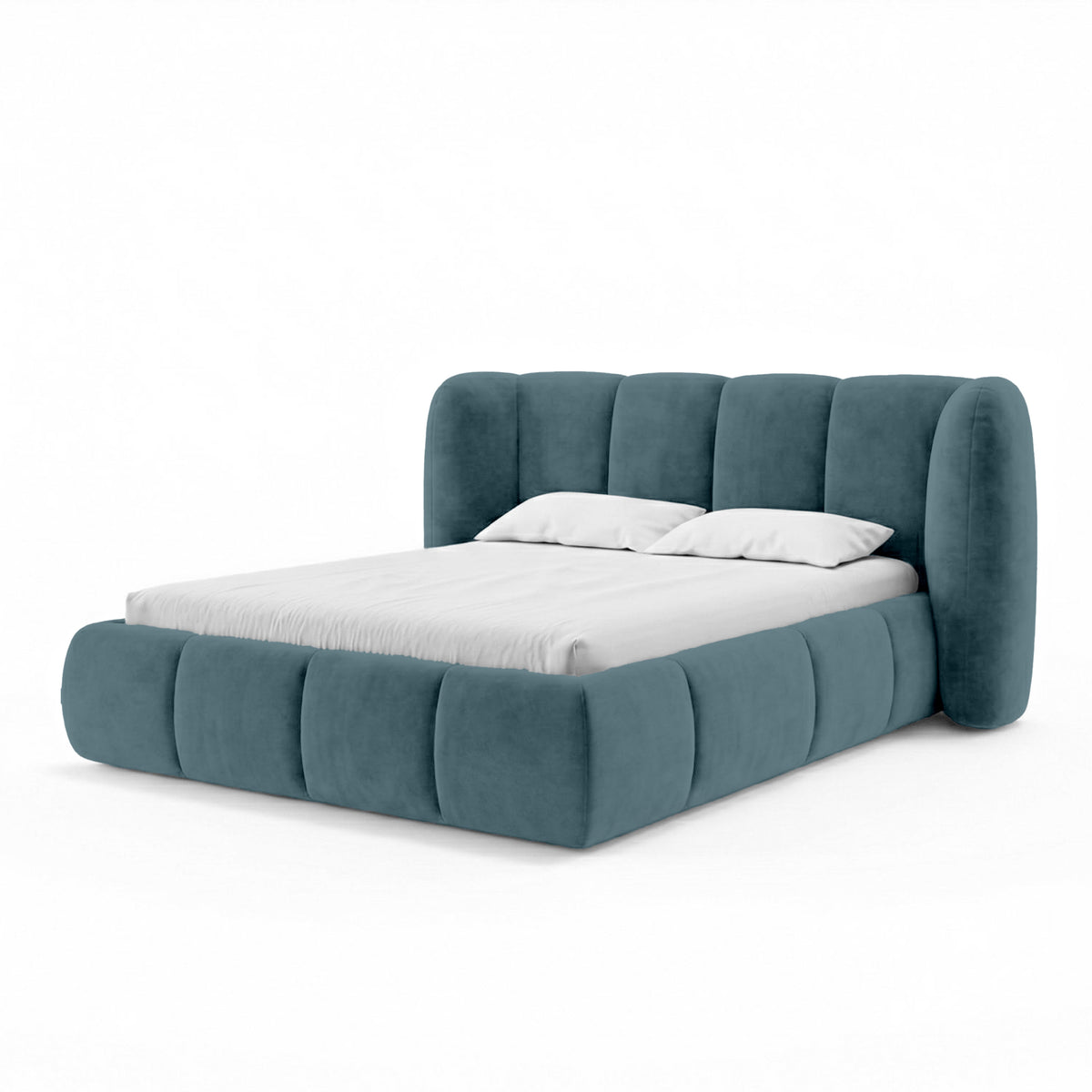Polsterbett mit vertikaler Steppung und Bettkasten im Soft-Modern-Stil | Ventara