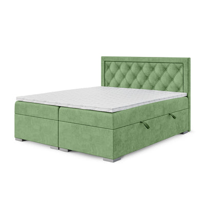 Kontinentalbett mit Rautensteppung und zwei Bettkästen im Glamour-Stil | Santia
