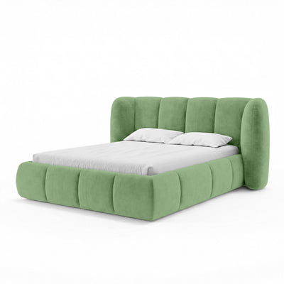 Polsterbett mit vertikaler Steppung und Bettkasten im Soft-Modern-Stil | Ventara