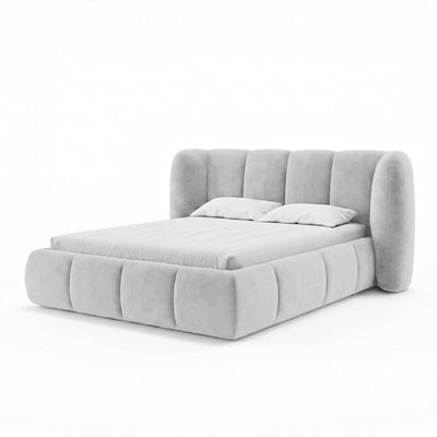 Polsterbett mit vertikaler Steppung und Bettkasten im Soft-Modern-Stil | Ventara