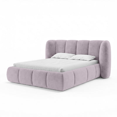 Polsterbett mit vertikaler Steppung und Bettkasten im Soft-Modern-Stil | Ventara