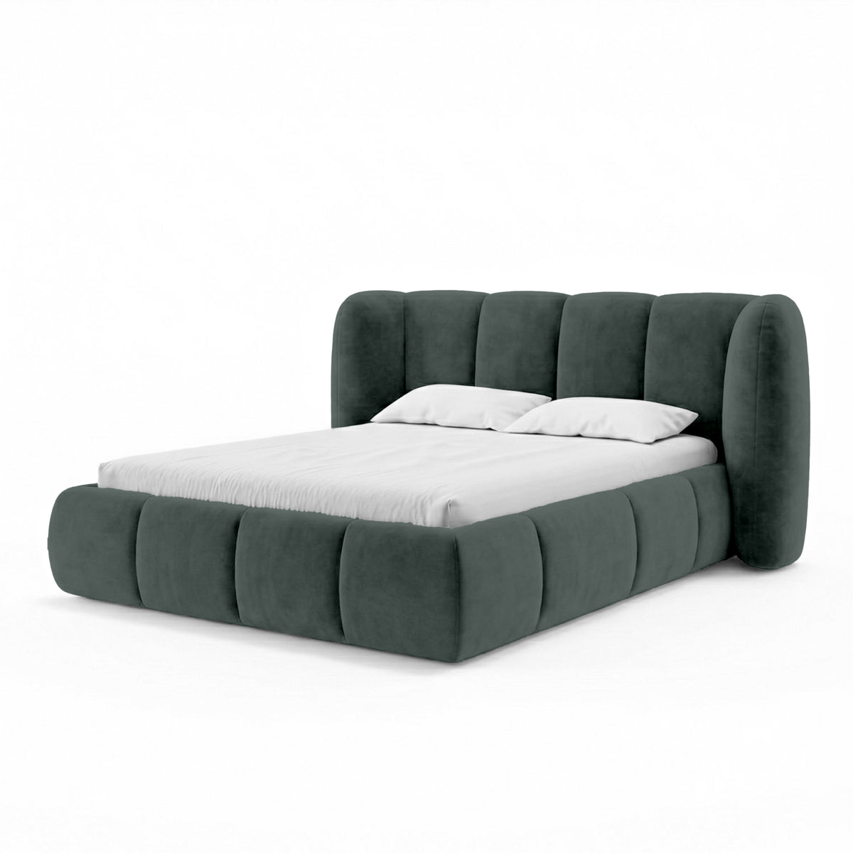 Polsterbett mit vertikaler Steppung und Bettkasten im Soft-Modern-Stil | Ventara