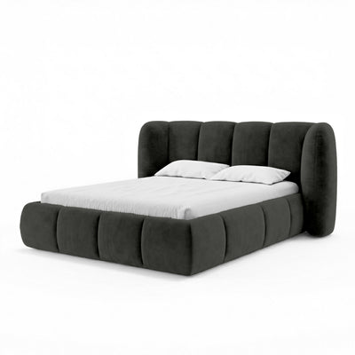 Polsterbett mit vertikaler Steppung und Bettkasten im Soft-Modern-Stil | Ventara