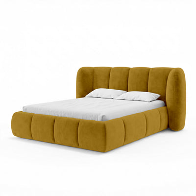 Polsterbett mit vertikaler Steppung und Bettkasten im Soft-Modern-Stil | Ventara