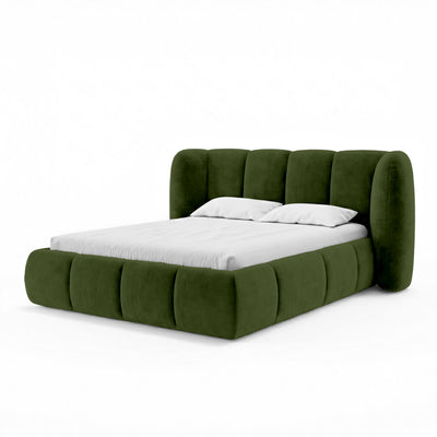 Polsterbett mit vertikaler Steppung und Bettkasten im Soft-Modern-Stil | Ventara