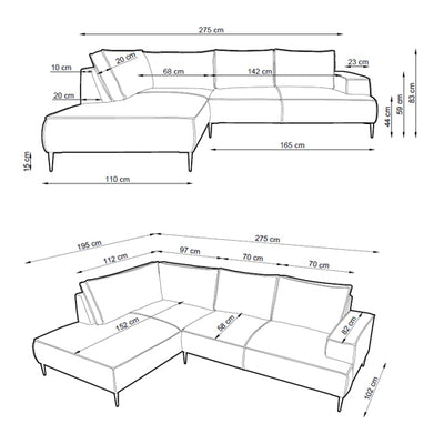 4-Sitzer-Ecksofa 275 cm | May