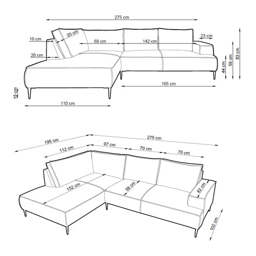 4-Sitzer-Ecksofa 275 cm | May