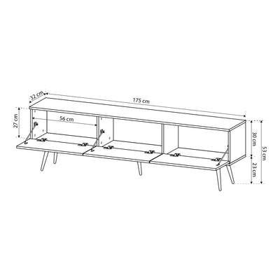 TV-Schrank 175x30 mit goldenen Akzenten | Meva
