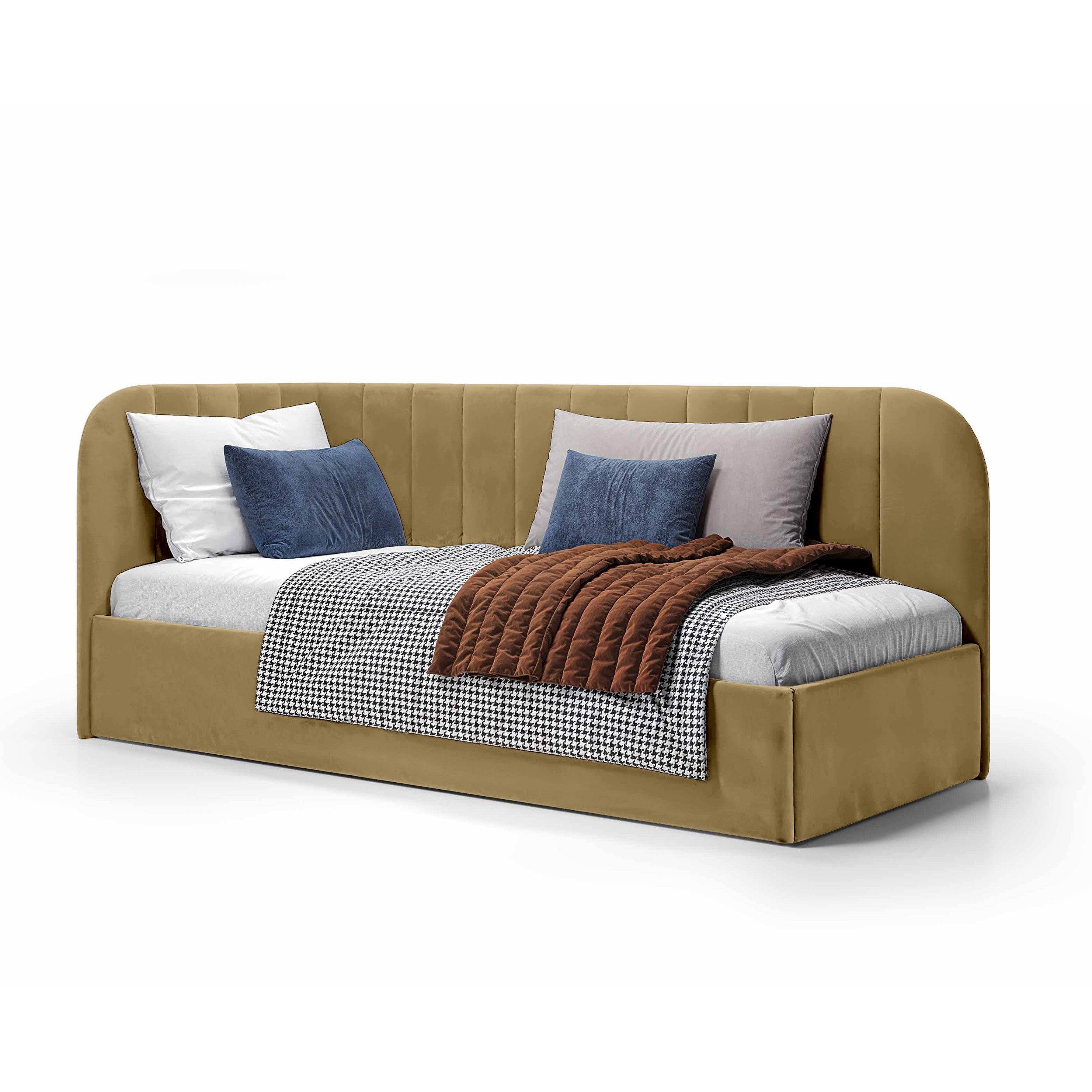 Łóżko Narożne Mily Prawo Złocista Sepia