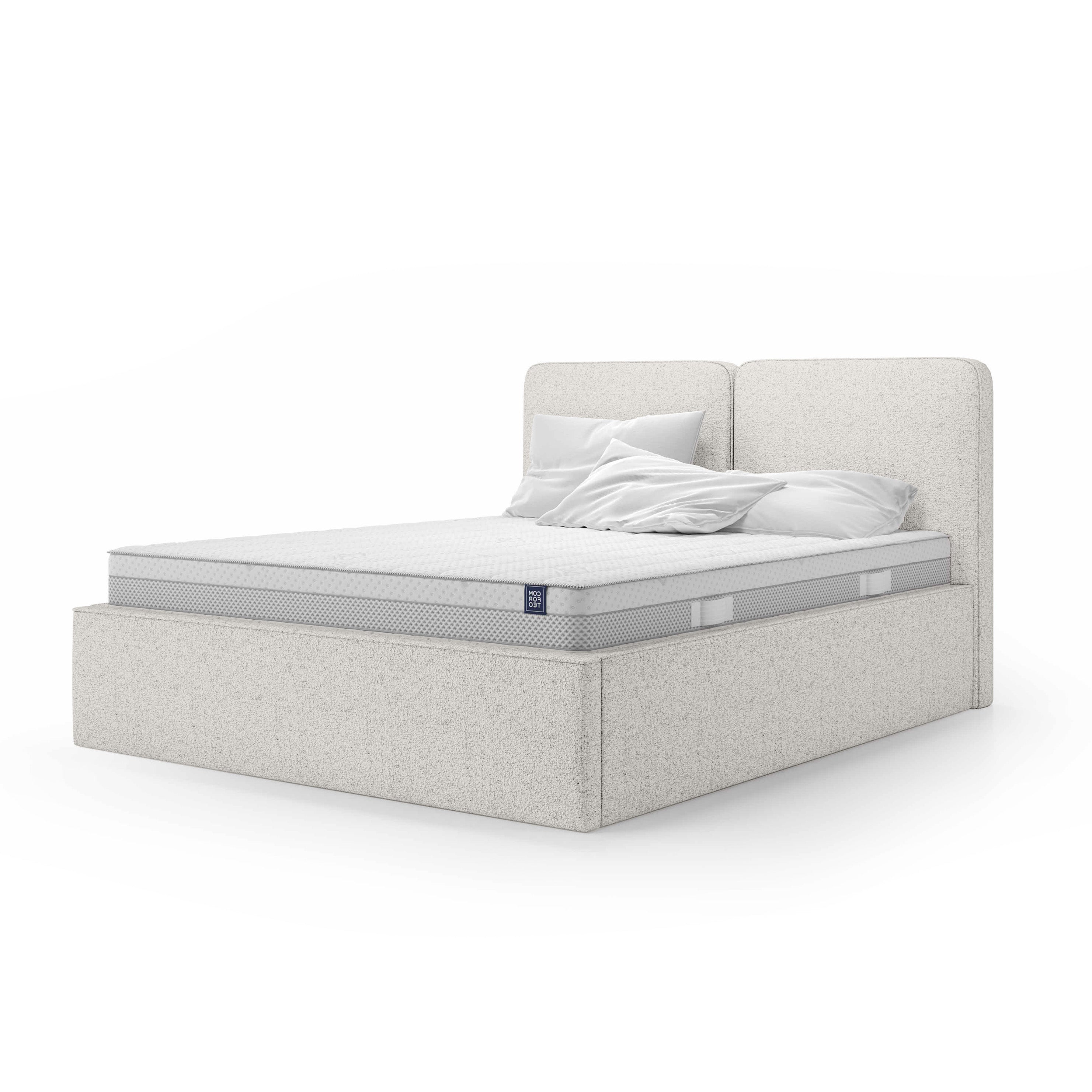 Łóżko Tapicerowane Mokka 180 200 Kremowy Taupe