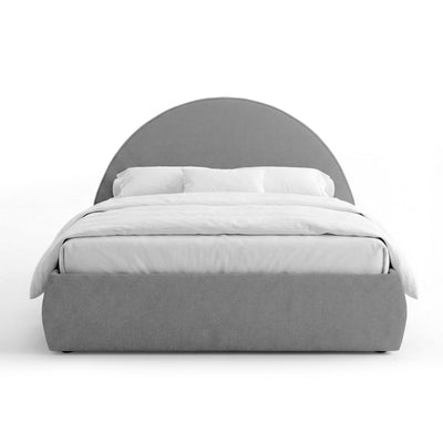 Polsterbett Bett mit Bettkasten und halbkreisförmigem Kopfteil im modernen Stil | Orizo