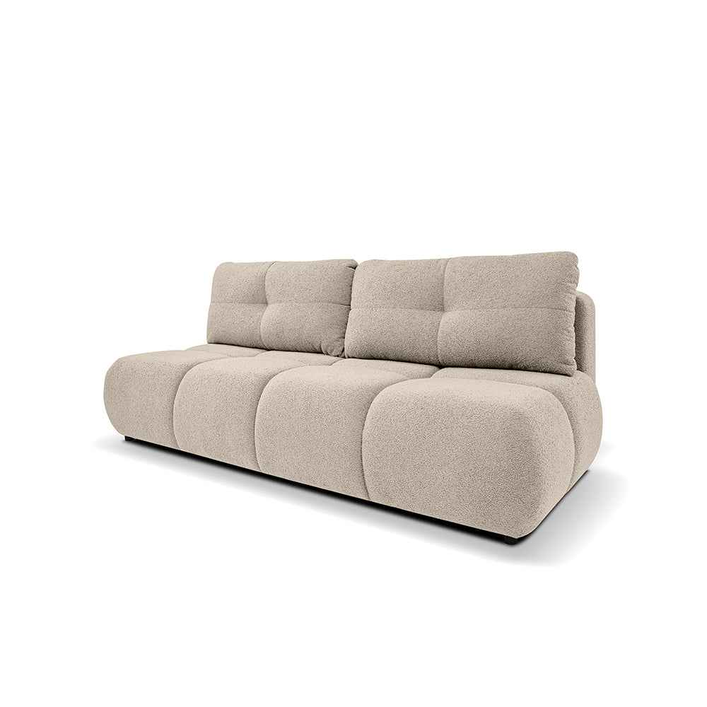 Sofa 3-osobowa z funkcją spania 142x200 w stylu miękkiego minimalizmu – z pojemnikiem, automat DL | Milorya Płowy Taupe (NOW OR NEVER 05)