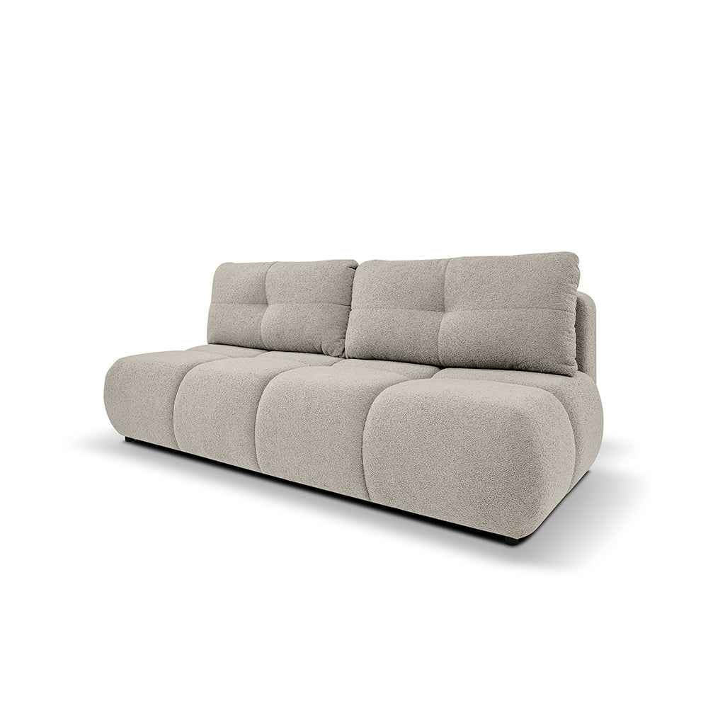 Sofa 3-osobowa z funkcją spania 142x200 w stylu miękkiego minimalizmu – z pojemnikiem, automat DL | Milorya Beż Chłodny (NOW OR NEVER 06)