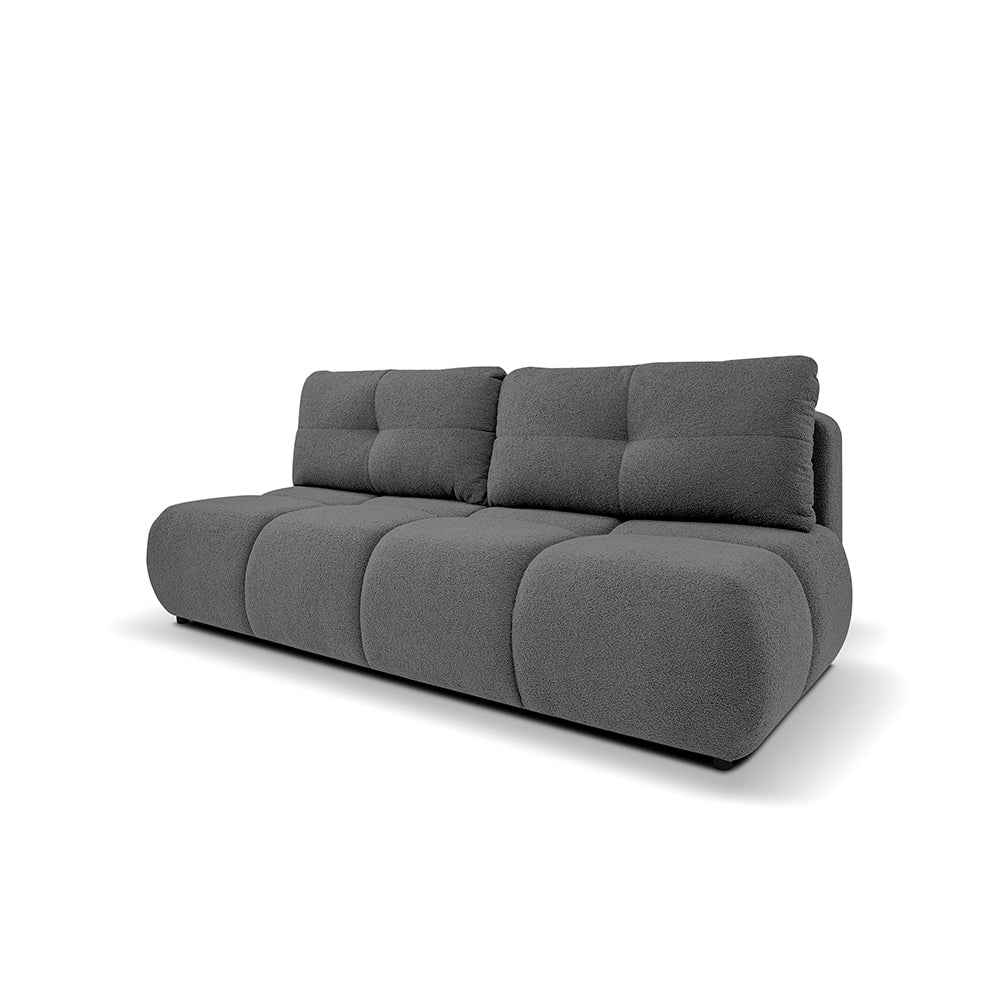Sofa 3-osobowa z funkcją spania 142x200 w stylu miękkiego minimalizmu – z pojemnikiem, automat DL | Milorya Kamienny Grafit (NOW OR NEVER 92)