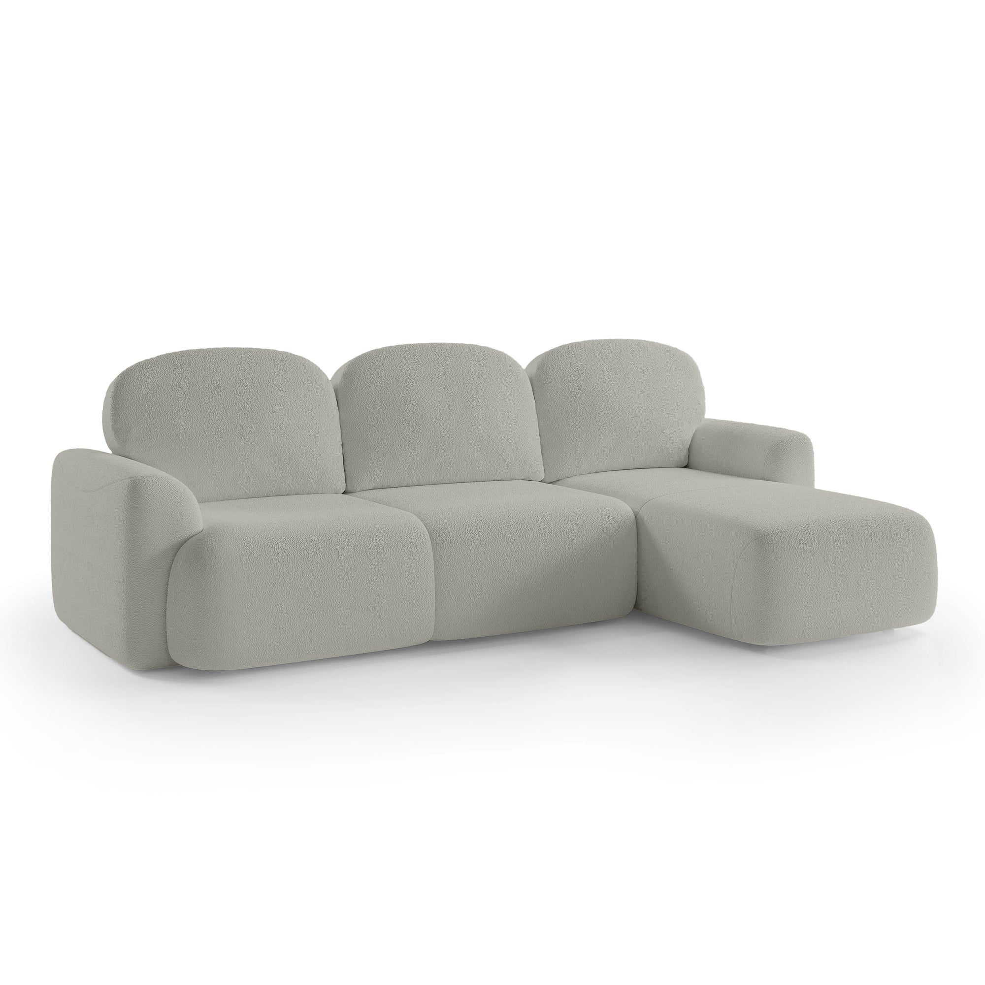 Narożnik z funkcją spania 3–4 osobowy DL 260 cm w stylu nowoczesnym – system Lux, pianka HR, pojemnik na pościel | Bulu Prawostronna Piaskowy Mat (PERFECT HARMONY 83)