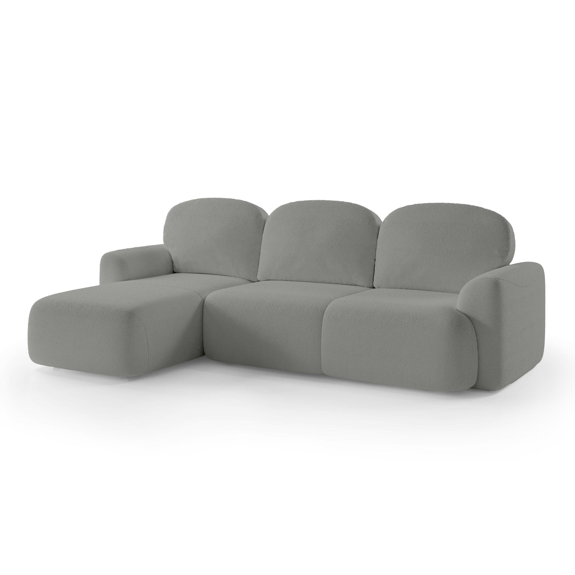 Narożnik z funkcją spania 3–4 osobowy DL 260 cm w stylu nowoczesnym – system Lux, pianka HR, pojemnik na pościel | Bulu Lewostronna Ciemny Popiół (PERFECT HARMONY 82)