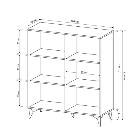 Komoda 104x119 w stylu loftowym - frezowany front jodełka, push-to-open, metalowe nogi | Nirwana