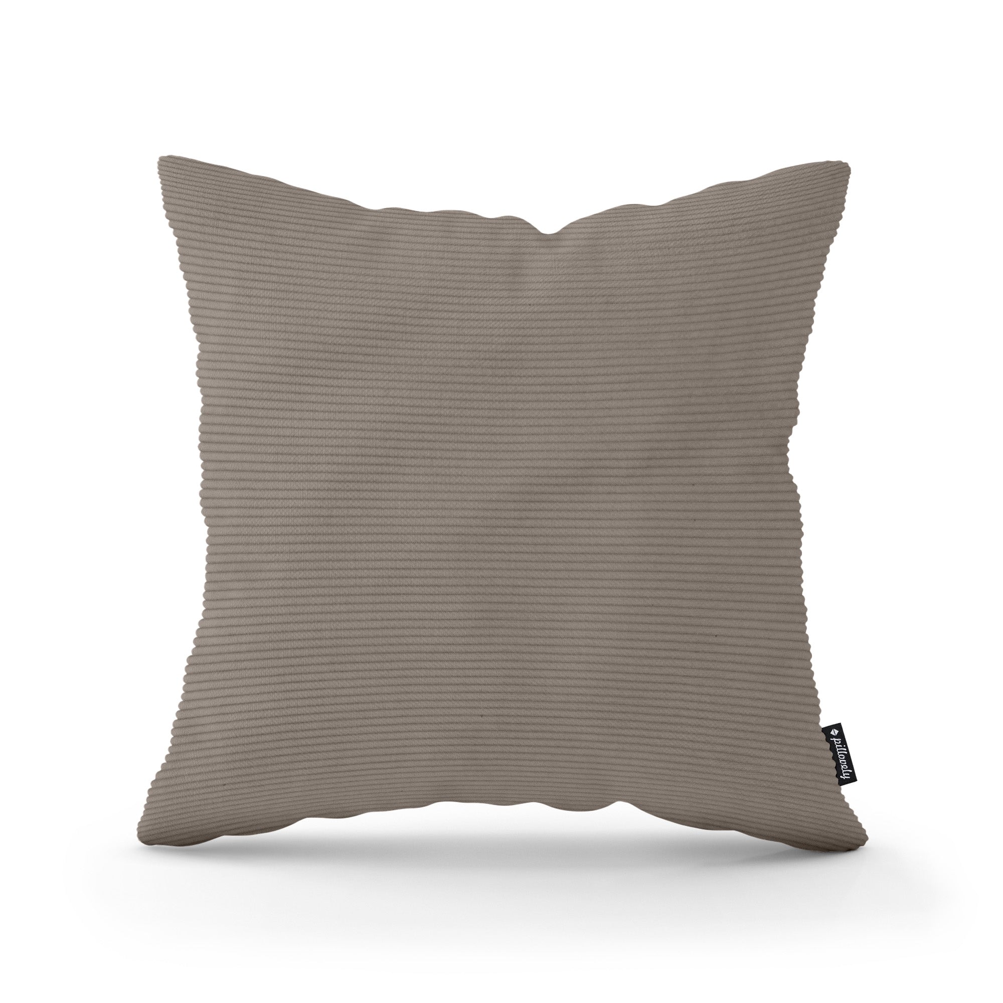 Poduszka dekoracyjna 45×45 cm w stylu scandi i boho – sztruks 100% PES, pionowe prążki | Sztruks Taupe Orzechowy (ONTARIO 03)