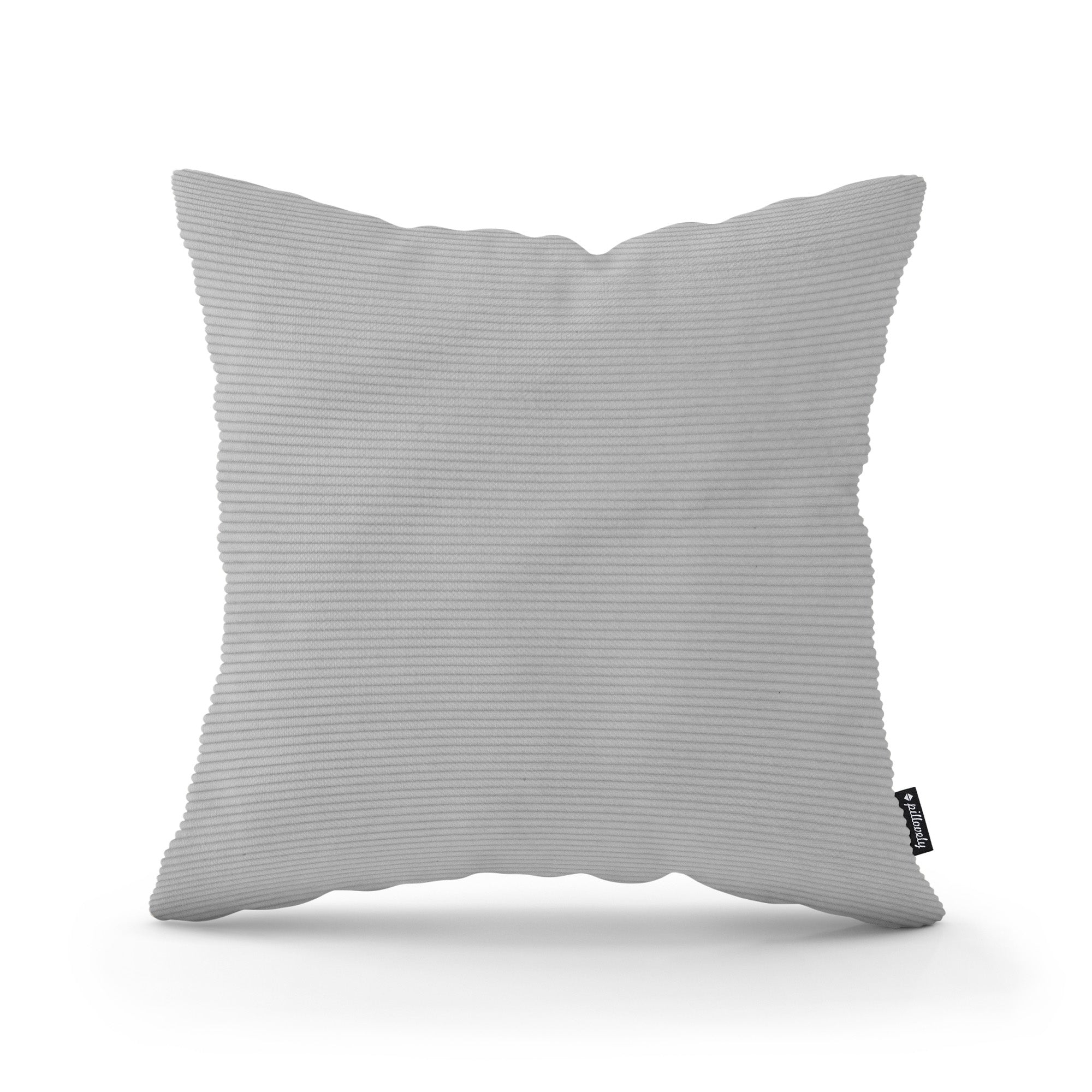 Poduszka dekoracyjna 45×45 cm w stylu scandi i boho – sztruks 100% PES, pionowe prążki | Sztruks Platynowy Popiół (ONTARIO 14)