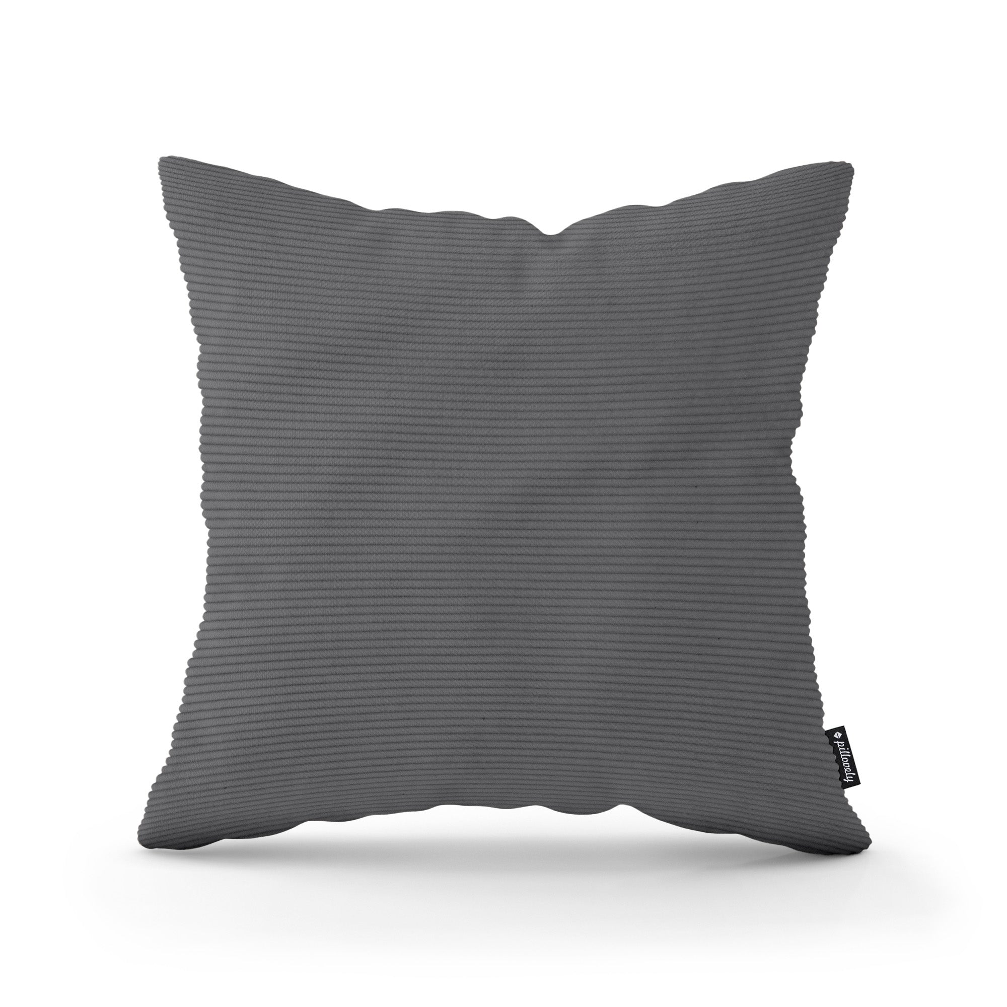 Poduszka dekoracyjna 45×45 cm w stylu scandi i boho – sztruks 100% PES, pionowe prążki | Sztruks Ciemny Antracyt (ONTARIO 16)