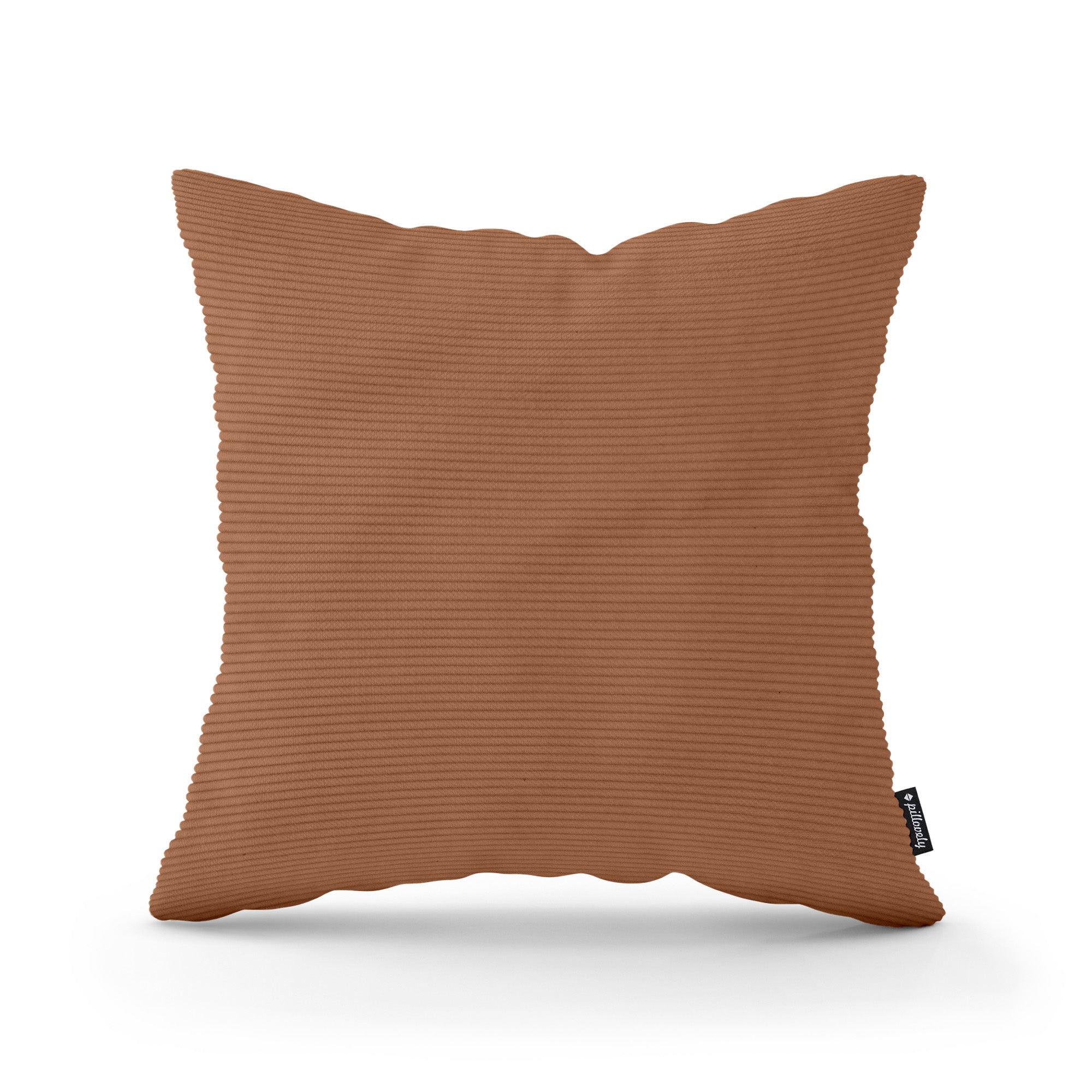 Poduszka dekoracyjna 45×45 cm w stylu scandi i boho – sztruks 100% PES, pionowe prążki | Sztruks Karmelowy Mat (ONTARIO 31)