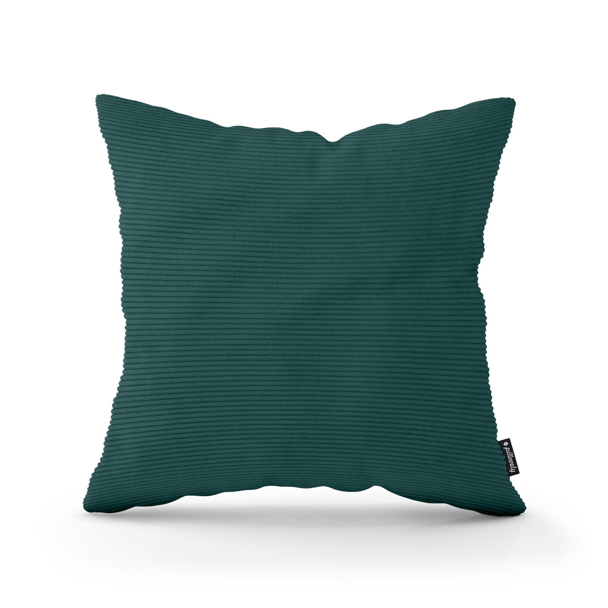 Poduszka dekoracyjna 45×45 cm w stylu scandi i boho – sztruks 100% PES, pionowe prążki | Sztruks Szmaragdowa Otchłań (ONTARIO 37)