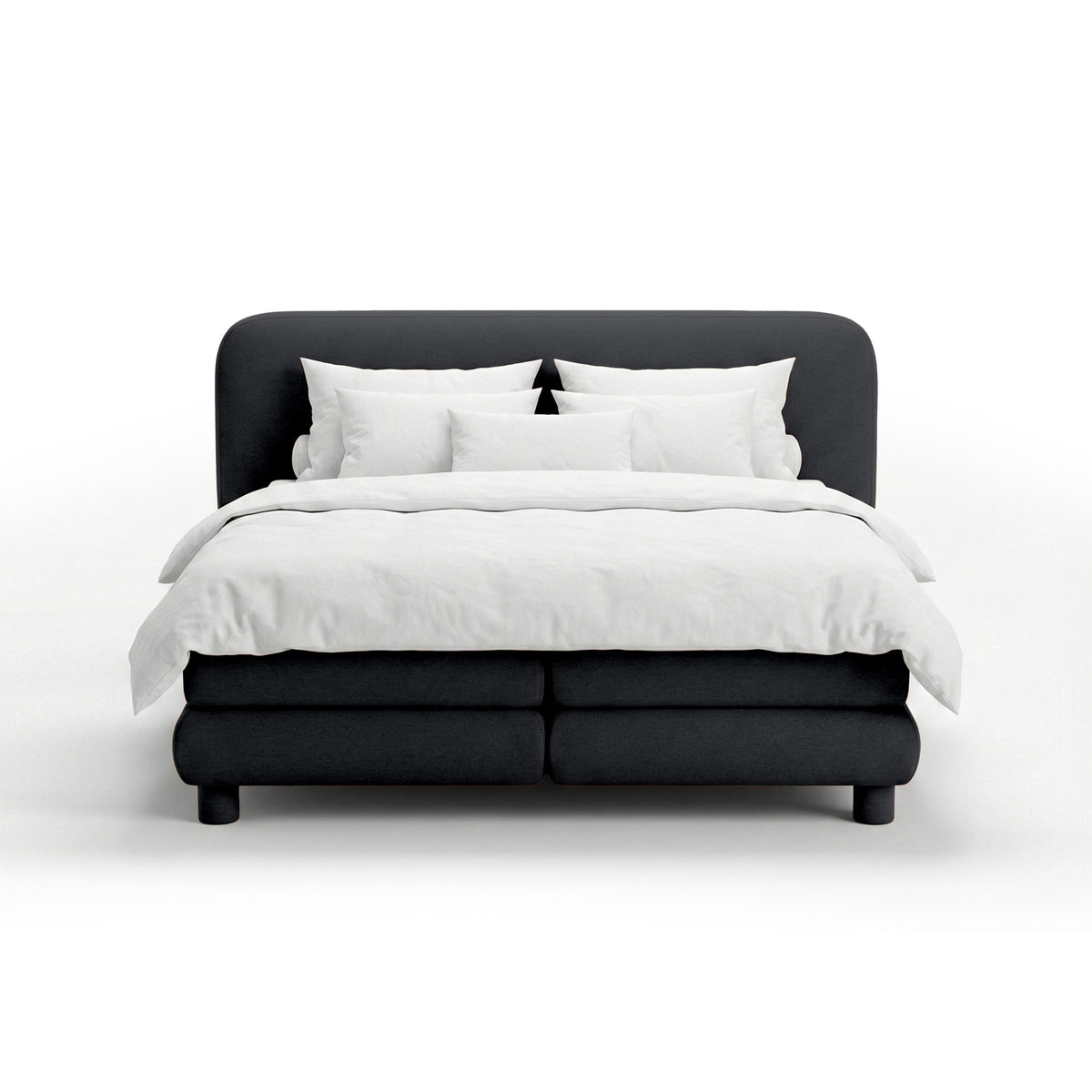 Kontinentalbett mit abgerundetem Kopfteil im Modern-Organic-Stil | Portela