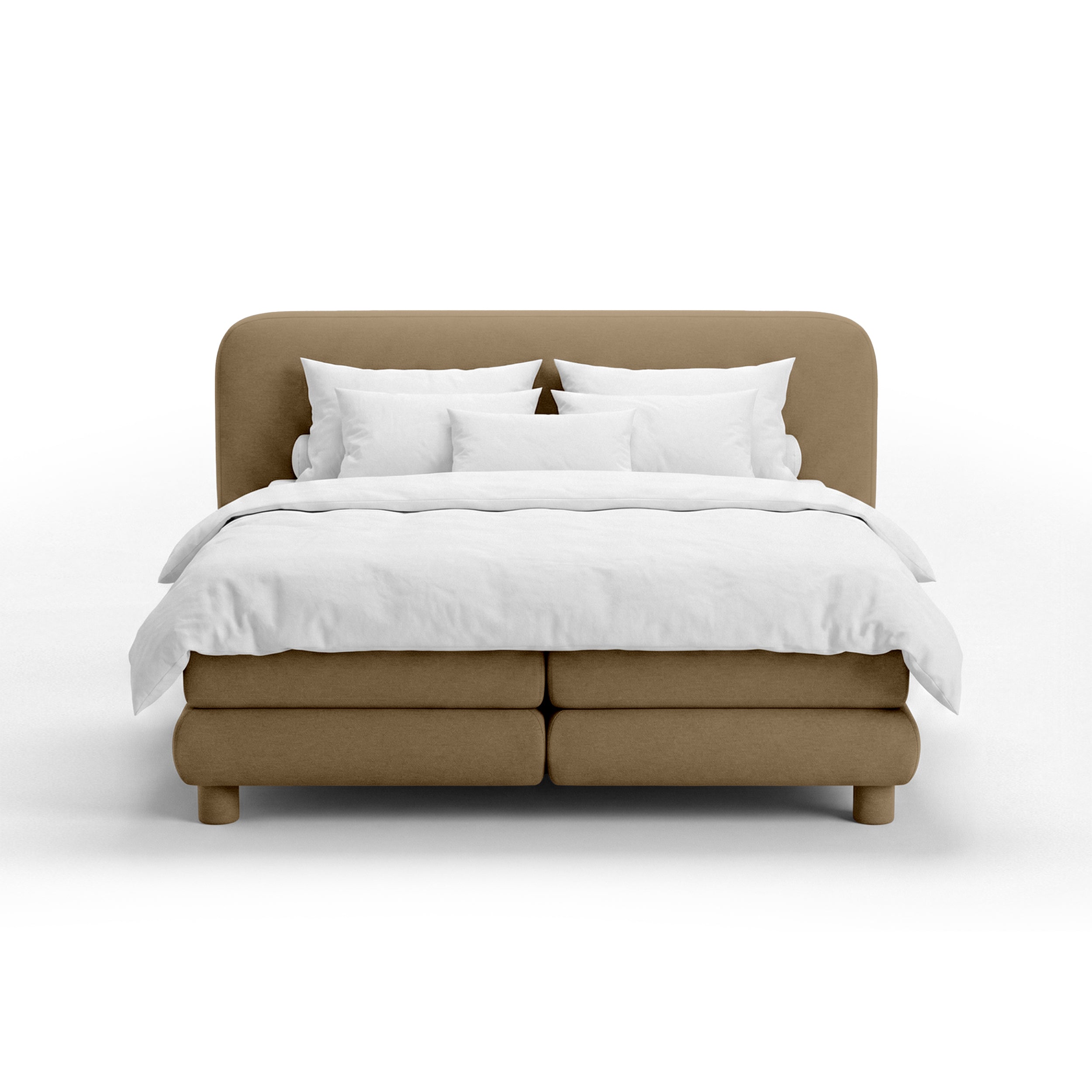 Kontinentalbett mit abgerundetem Kopfteil im Modern-Organic-Stil | Portela