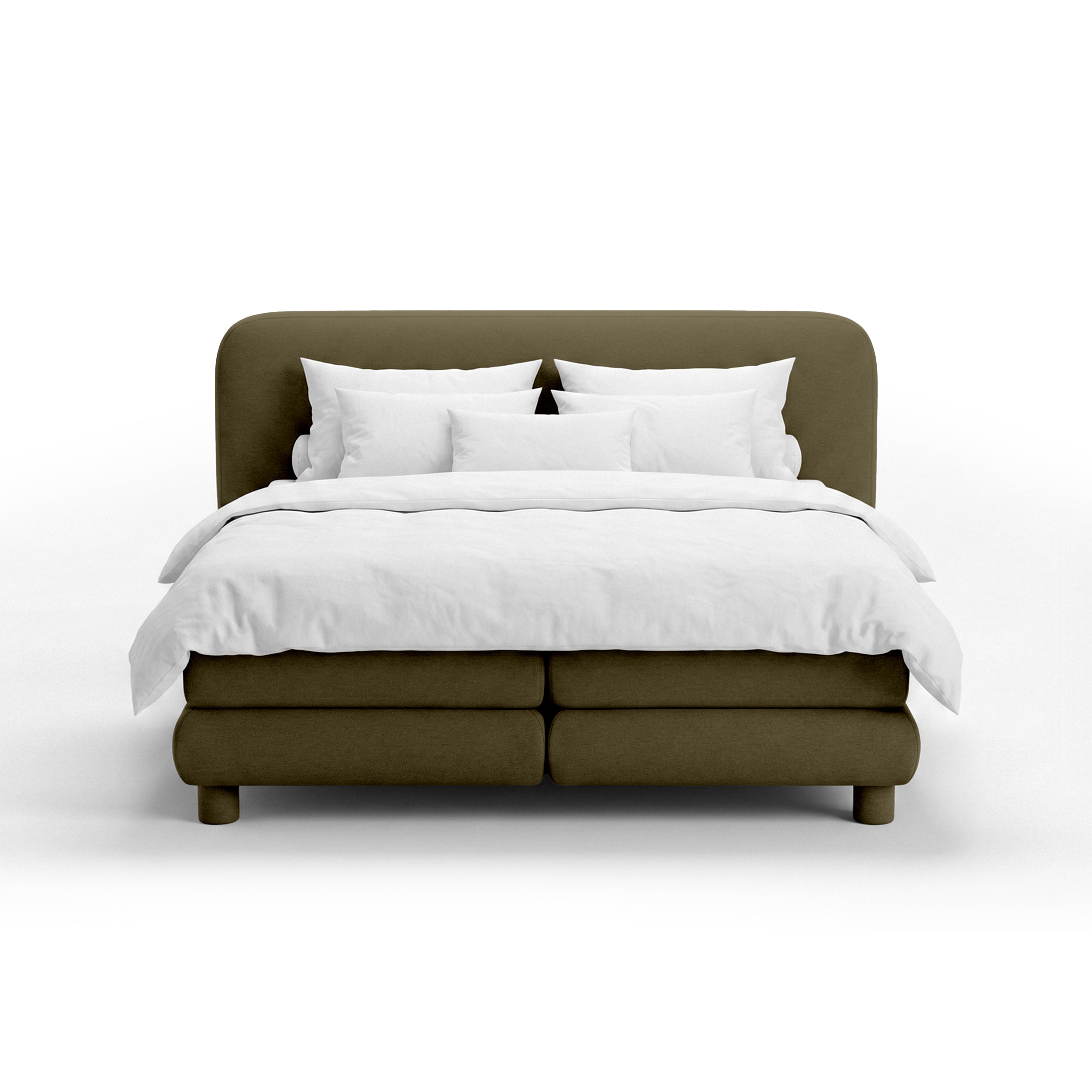 Kontinentalbett mit abgerundetem Kopfteil im Modern-Organic-Stil | Portela