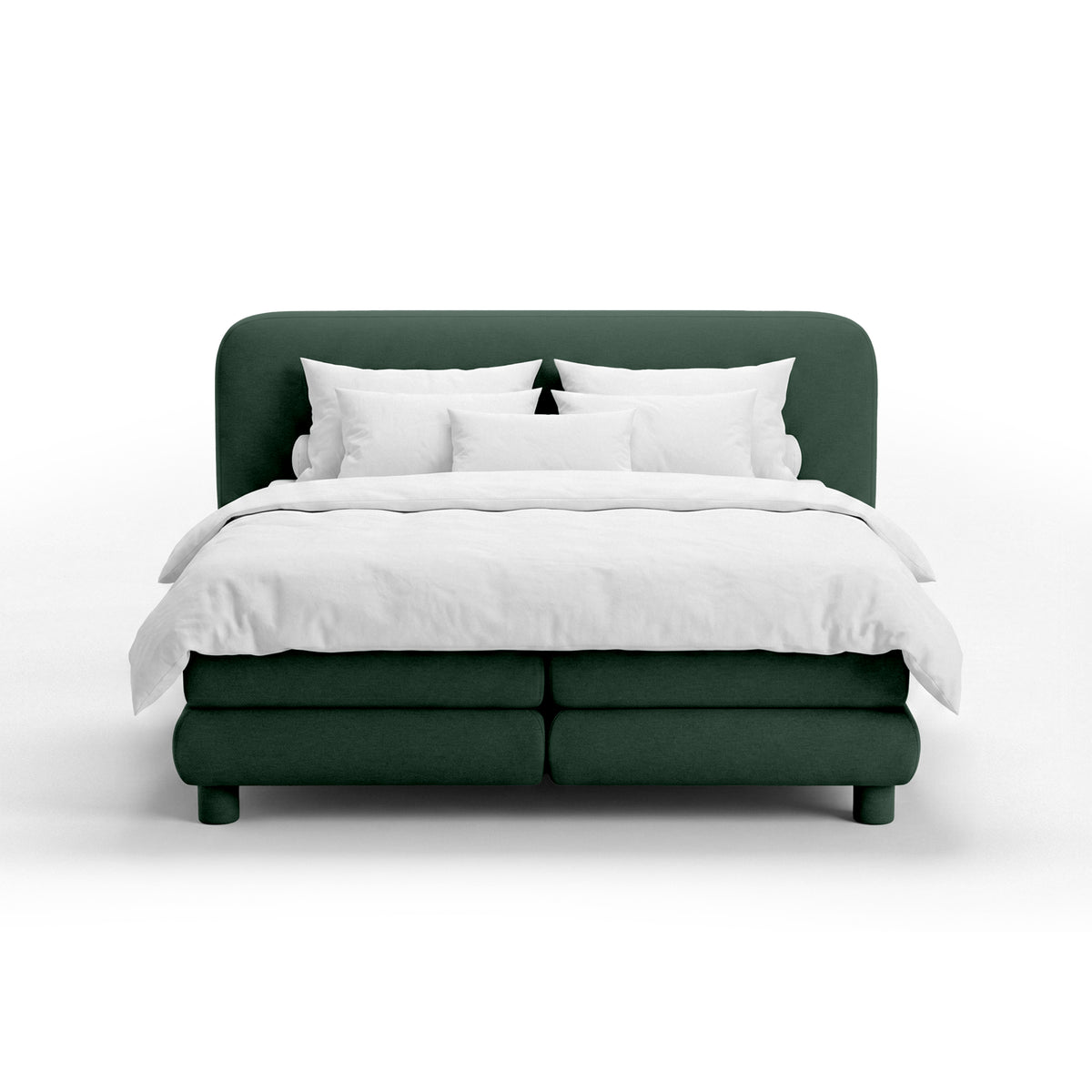 Kontinentalbett mit abgerundetem Kopfteil im Modern-Organic-Stil | Portela