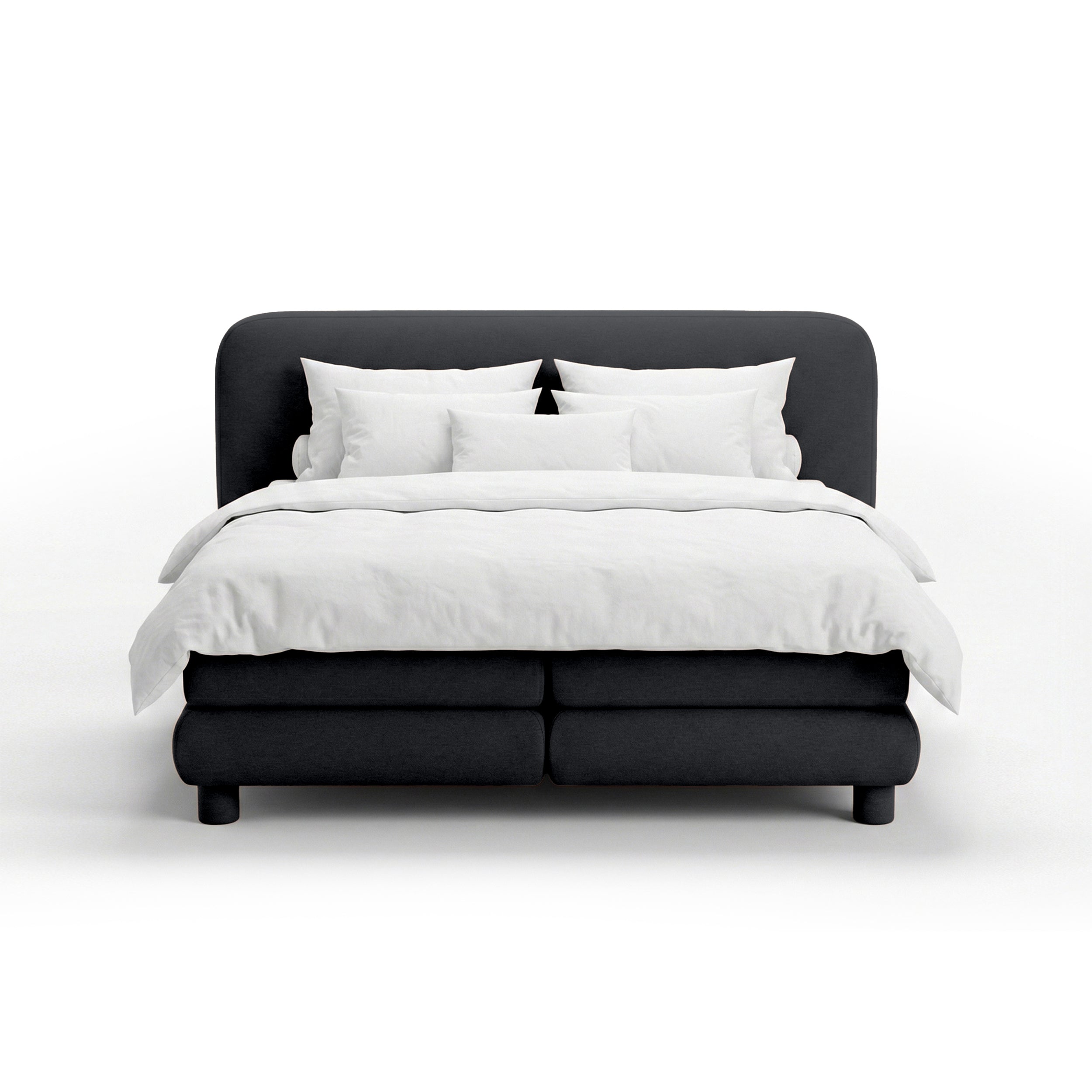 Kontinentalbett mit abgerundetem Kopfteil im Modern-Organic-Stil | Portela