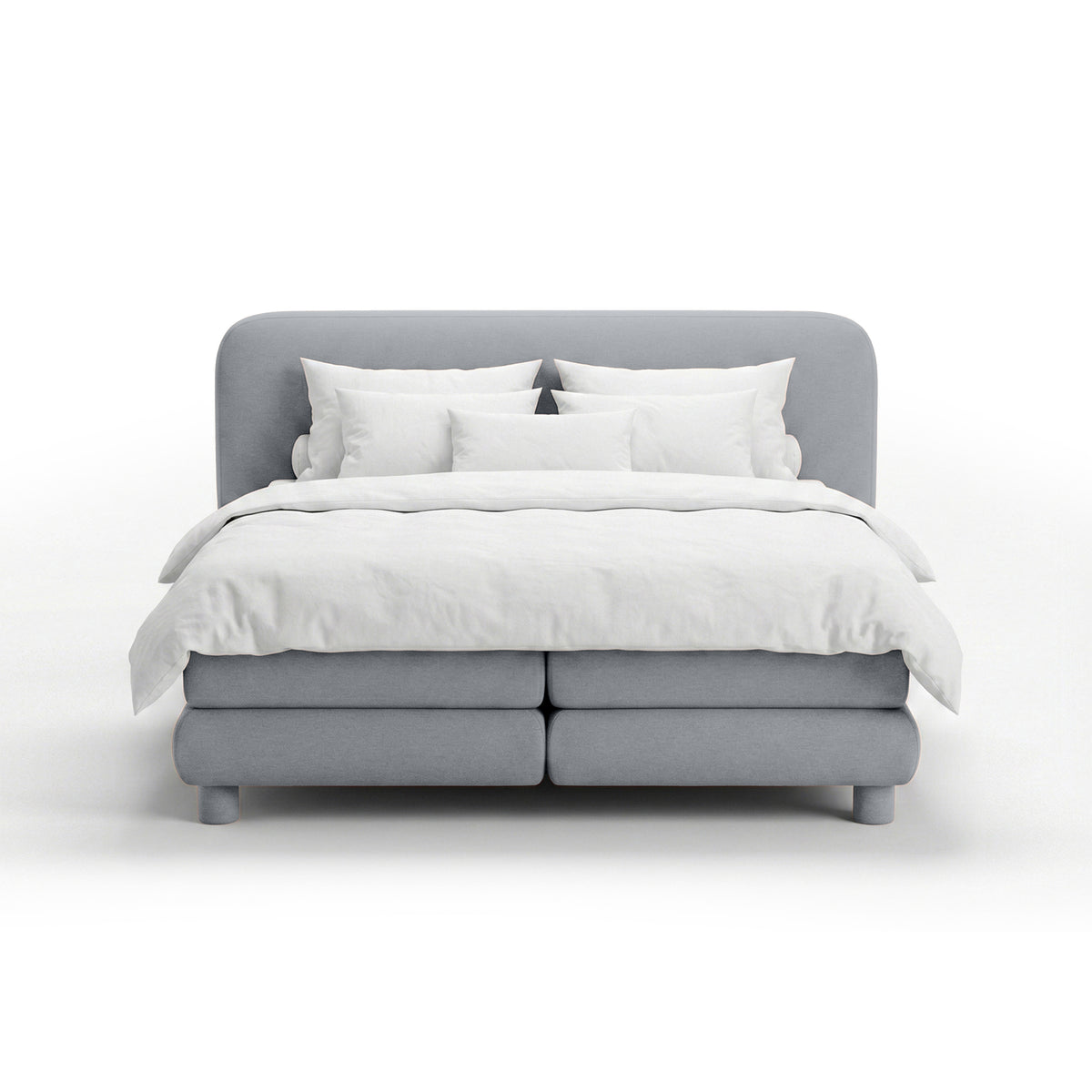 Kontinentalbett mit abgerundetem Kopfteil im Modern-Organic-Stil | Portela