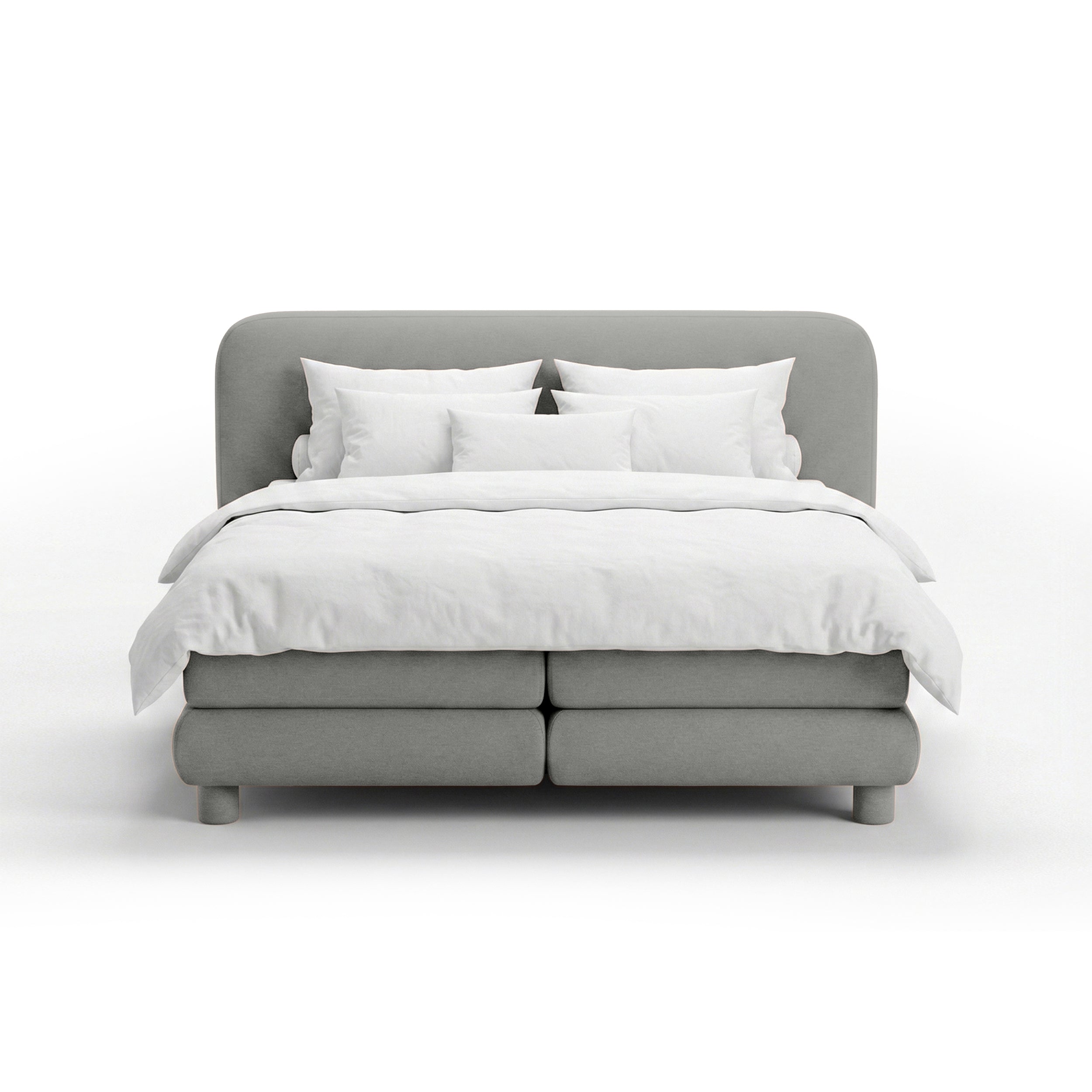 Kontinentalbett mit abgerundetem Kopfteil im Modern-Organic-Stil | Portela