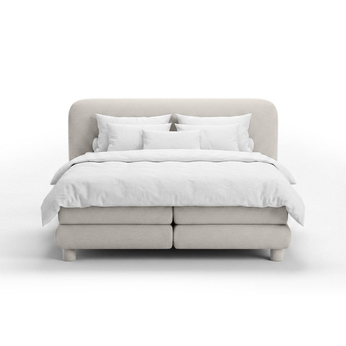 Kontinentalbett mit abgerundetem Kopfteil im Modern-Organic-Stil | Portela