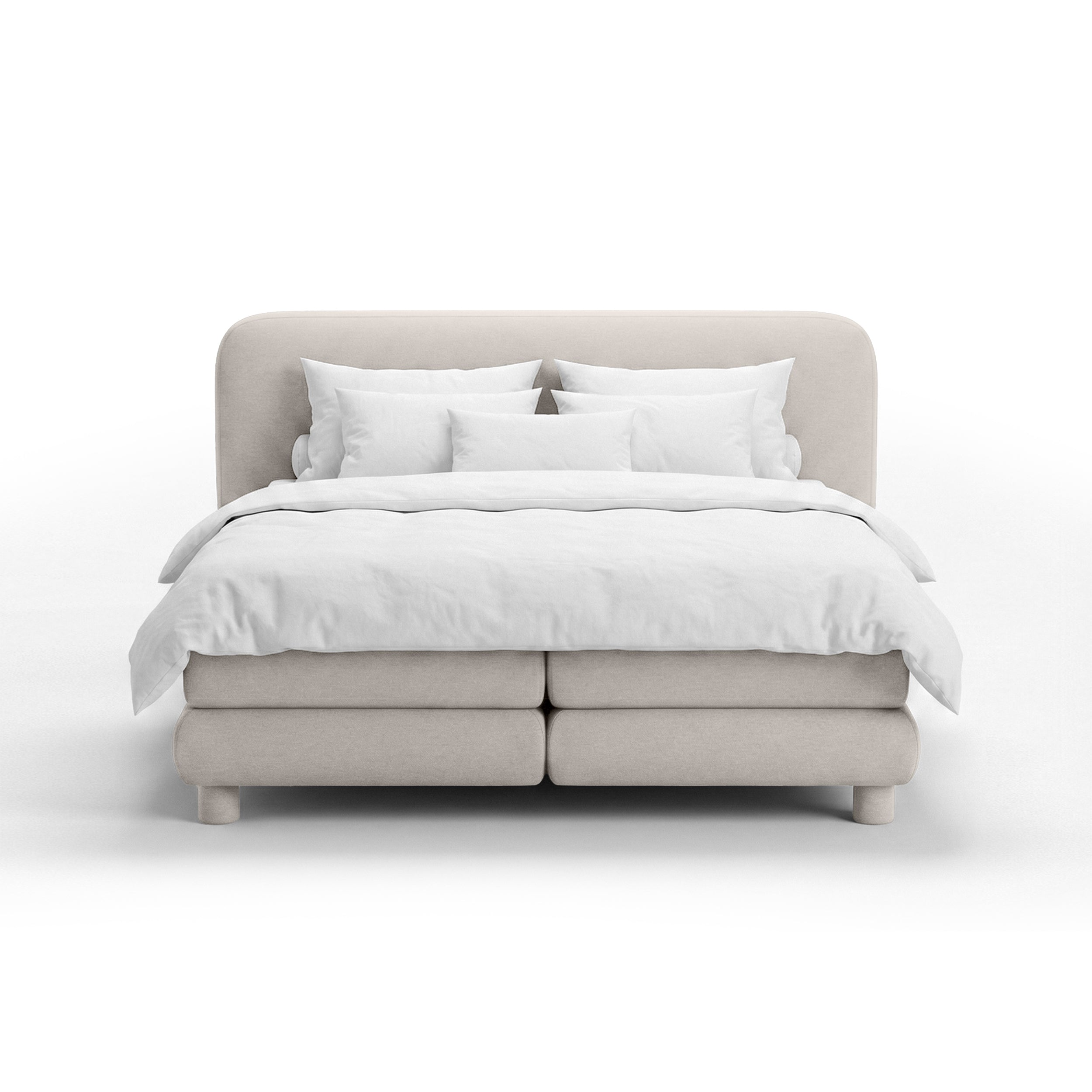 Kontinentalbett mit abgerundetem Kopfteil im Modern-Organic-Stil | Portela
