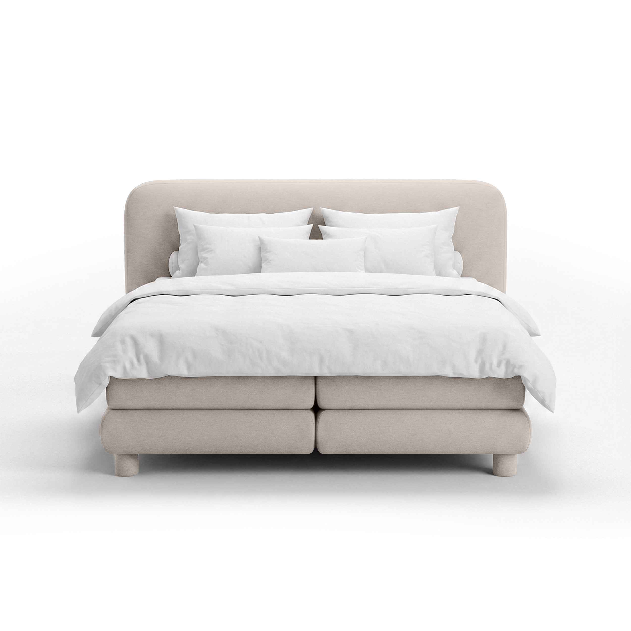 Kontinentalbett mit abgerundetem Kopfteil im Modern-Organic-Stil | Portela